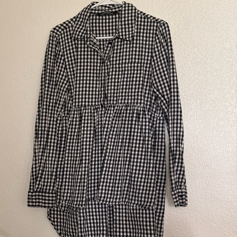 Zara Black and White Gingham Shirt